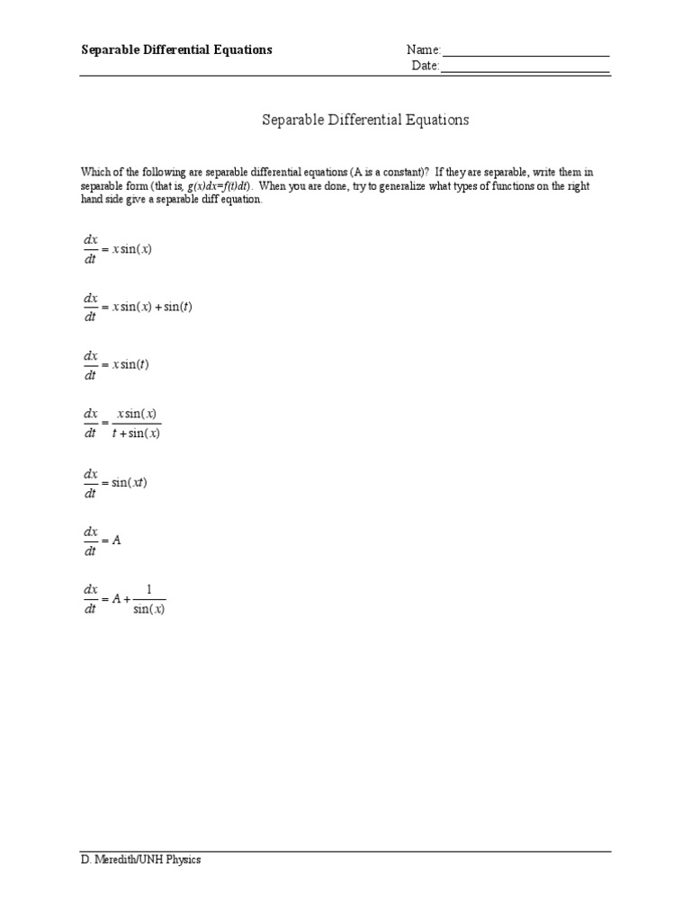 Separable Diff Eq | PDF