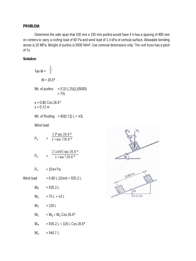 Purlin Span and Load Calculation Guide | PDF | Bending | Stress (Mechanics)