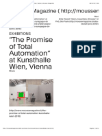 "The Promise of Total Automation" at Kunsthalle Wien, Vienna - Mousse Magazine