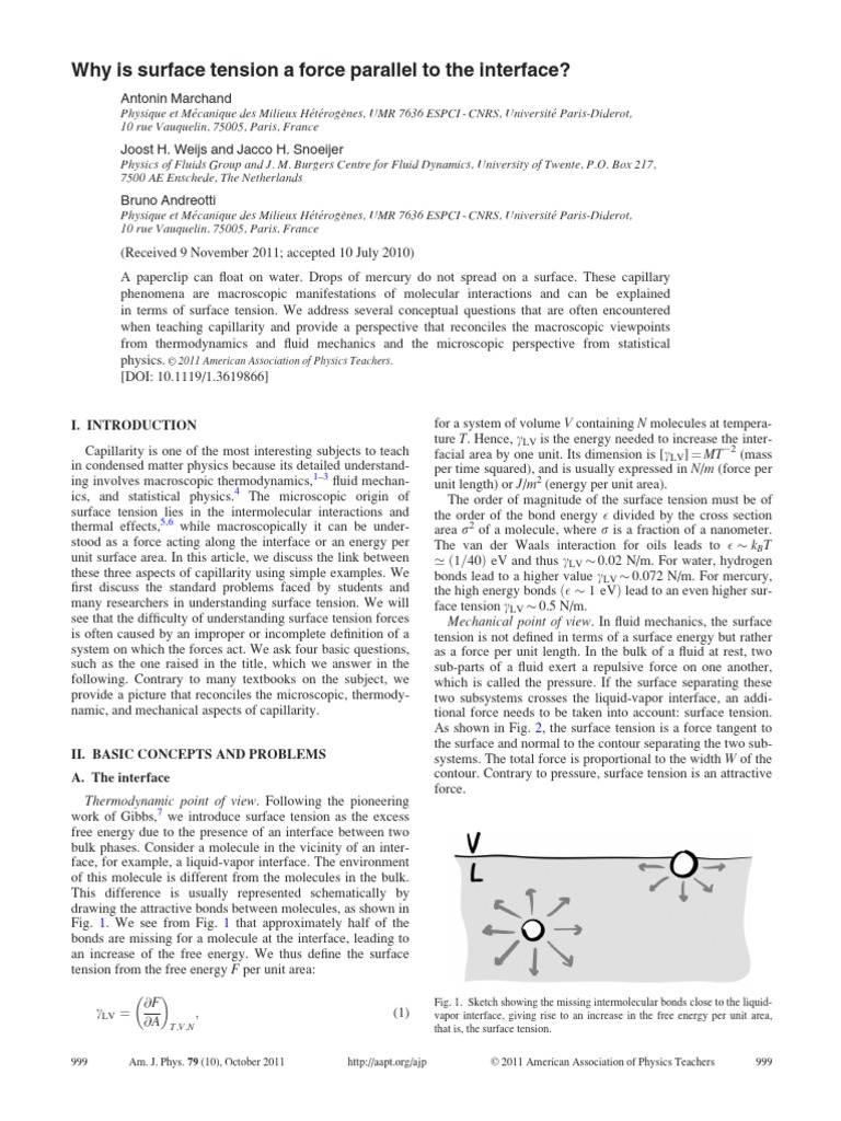 Understanding Surface Tension Forces | PDF | Intermolecular Force ...