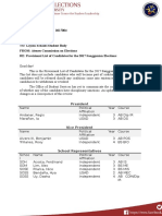 Memorandum on the Provisional List of Candidates for the 2017 Sanggunian Elections