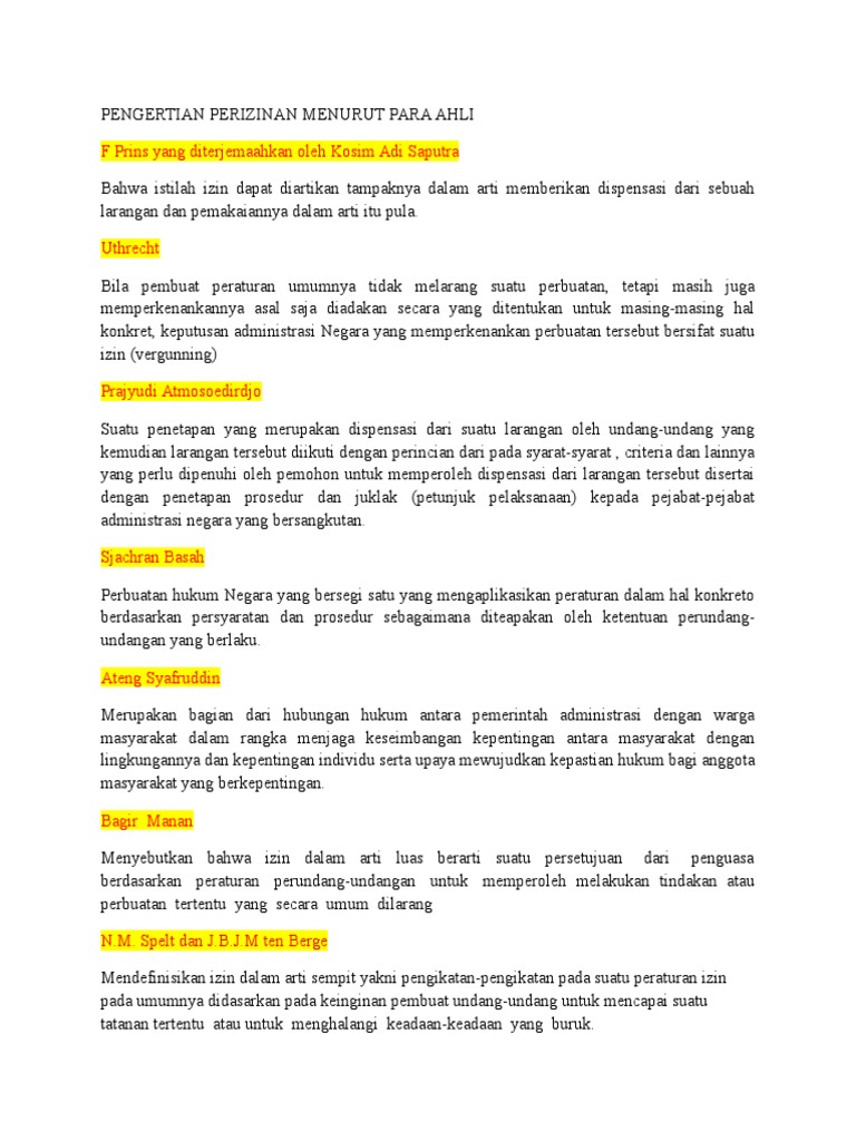 Pengertian Perizinan Menurut Para Ahli Pdf