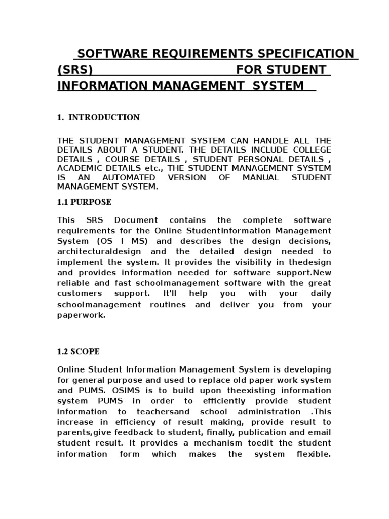 SRS for Student Information System | PDF | User (Computing) | System ...