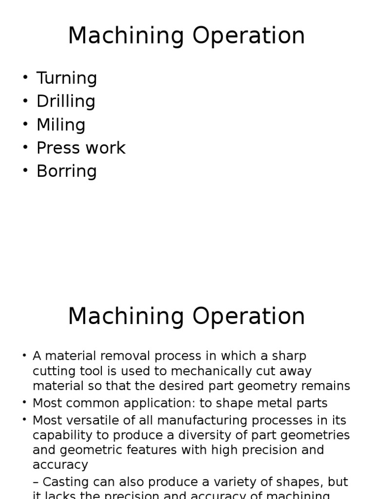 Overview of Machining Operations | PDF