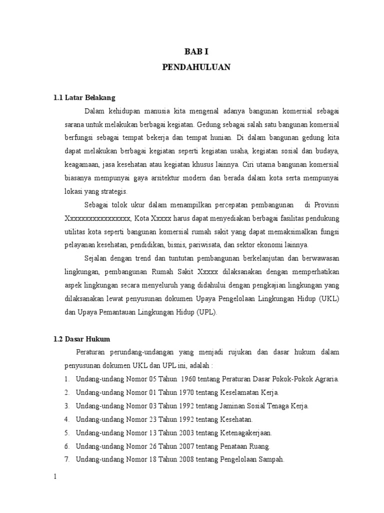 Ukl Upl Pembangunan Rumah Sakit