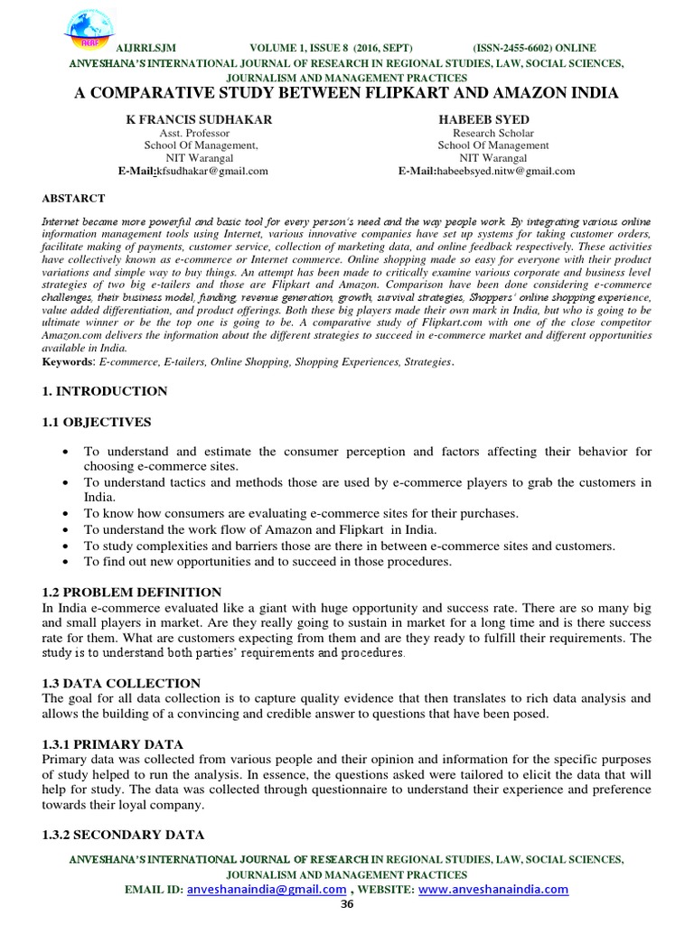 Comparative Study of Amazon and Flipkart | PDF | E Commerce | Online ...