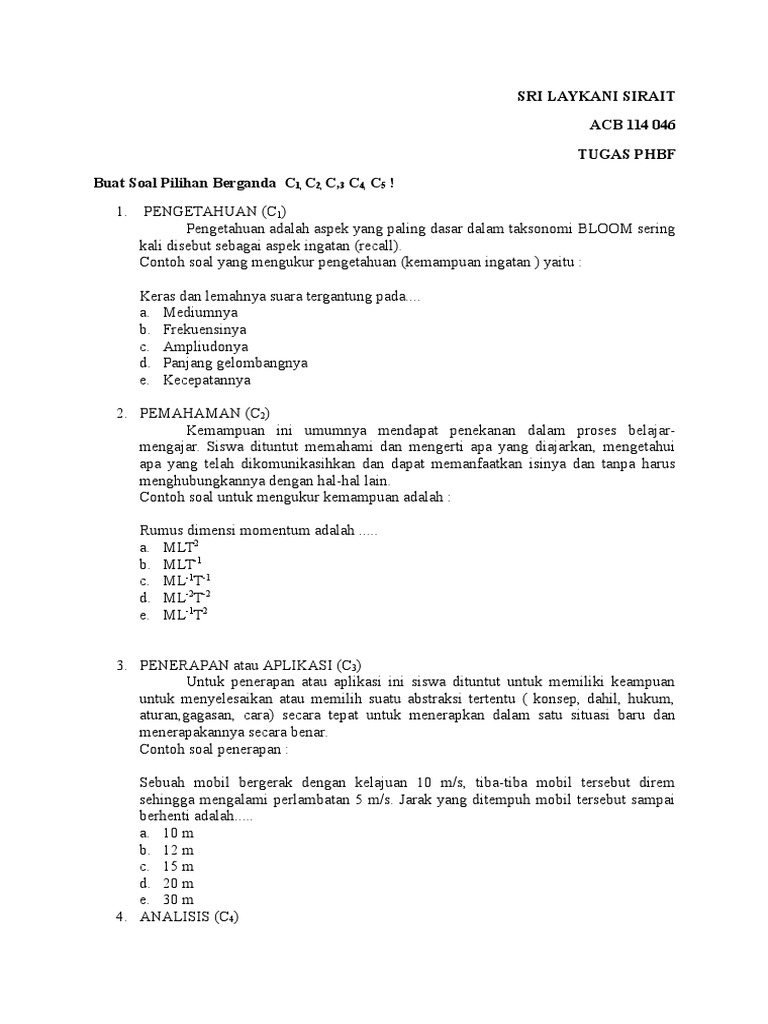 Contoh Soal C1 C2 C 3 C4 C5 Pdf