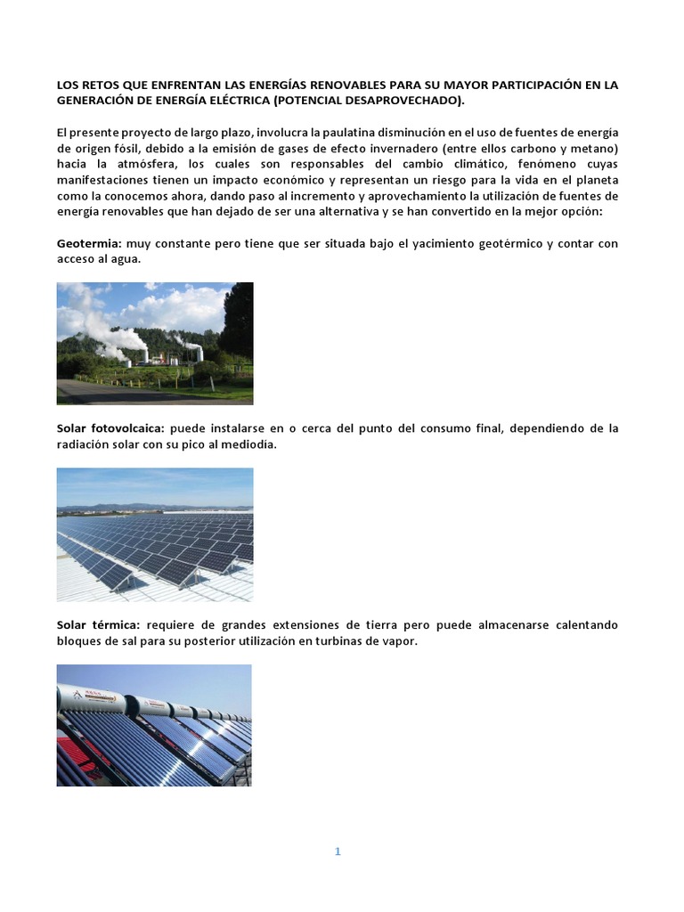 Retos de las Energías Renovables en México | PDF | Generación eléctrica ...