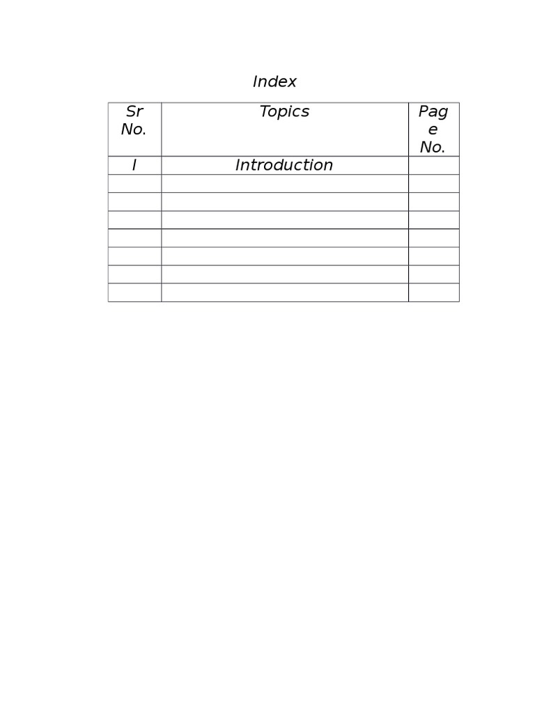 Index SR No. Topics Pag e No. I | PDF