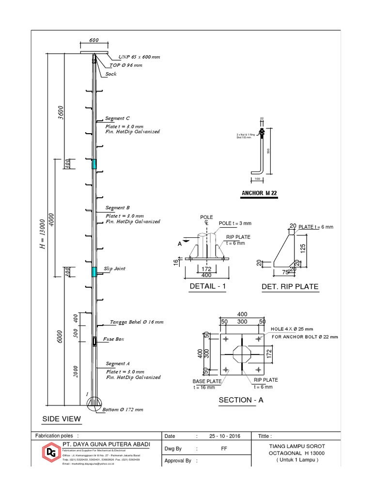  2016 - DWG-DG - X - 16 - Pak Amir - Makassar - Tiang Lampu Sorot - h13 Illustration 