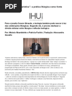 “Admiração Eucarística”_ a Prática Litúrgica Como Fonte Para a Teologia