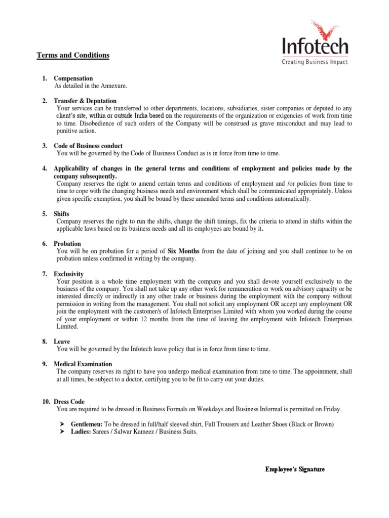 Terms and Conditions | PDF | Employment | Salary