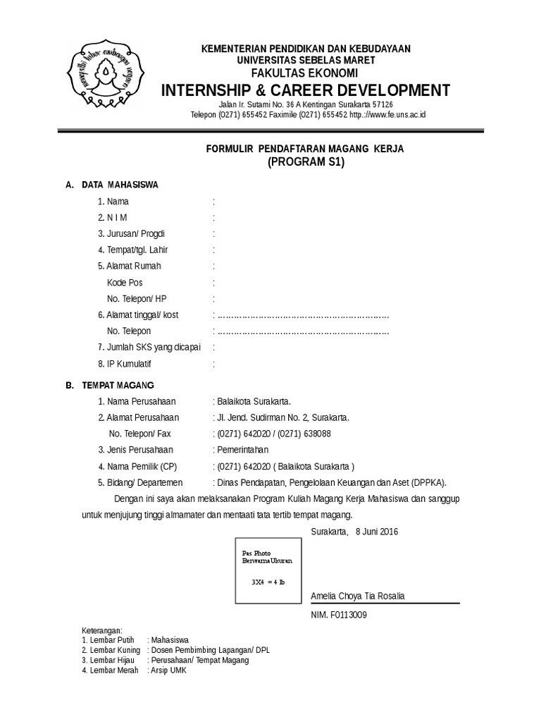 Magang FORMULIR-PENDAFTARAN | PDF