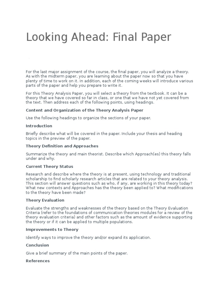 Theory Analysis Paper Guidelines | PDF