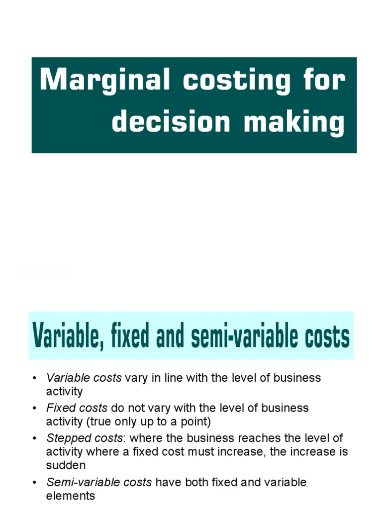 Marginal Costing Pricing Financial Accounting