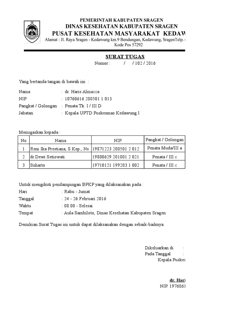Surat Tugas Bimtek