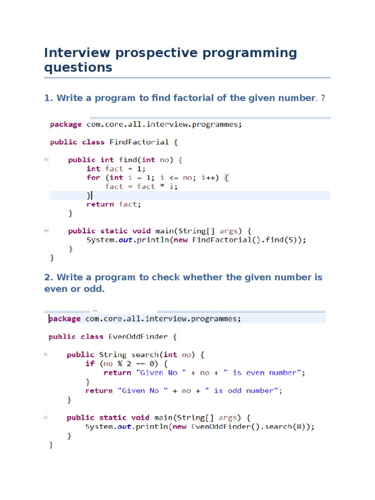 Interview Prospective Programming Questions | PDF