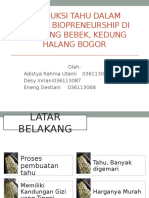 Produksi Tahu Dalam Bidang Biopreneurship Di Kampung Bebek