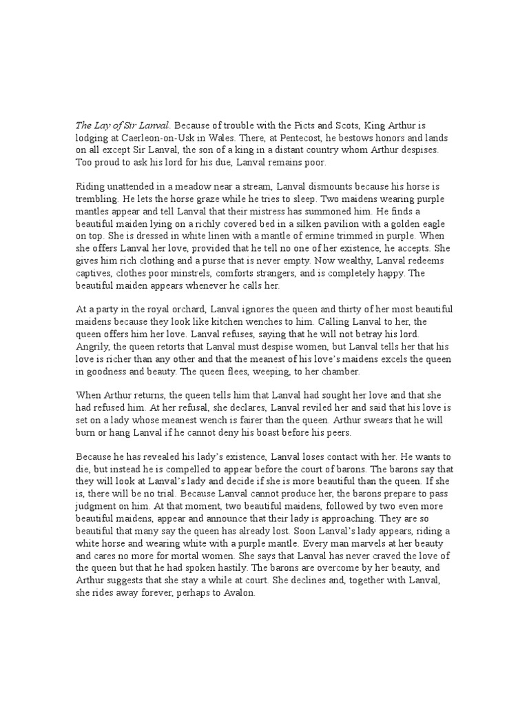 The Story Of Lanval Pdf : Marie de France Lanval – EDNZX