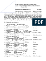 Inspectoratul Şcolar Judeţean Constanţa Proba de Verificare A Cunoştinţelor de Limba Engleză 15 Iunie 2010 I. Complete The Gaps With The Correct Form of The Verb: 20 Points