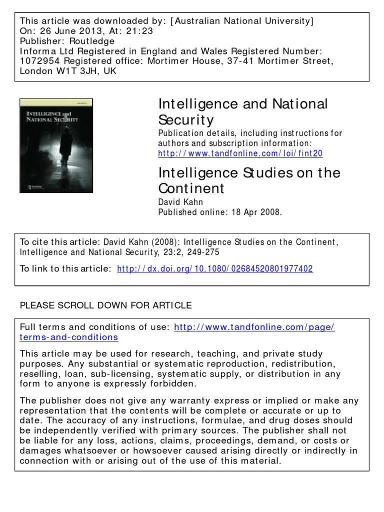 Overview of Global Intelligence Studies | PDF | Espionage ...