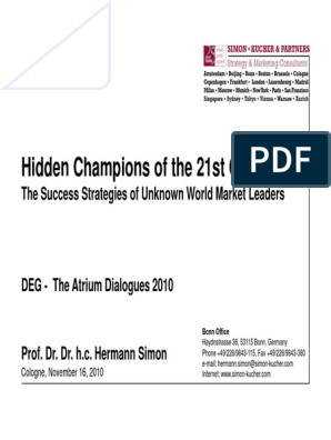 Pligt barndom rack Hidden Champions of 21st Century Mittelstand | PDF | Research And  Development | Business