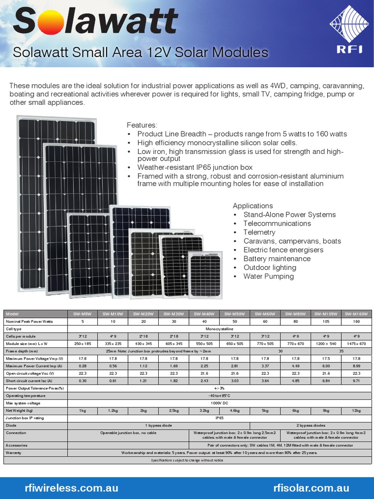 12V Solar Panel Specifications and Features | PDF | Battery ...