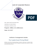 Assignment of Corporate Finance: The Capital Asset Pricing Model