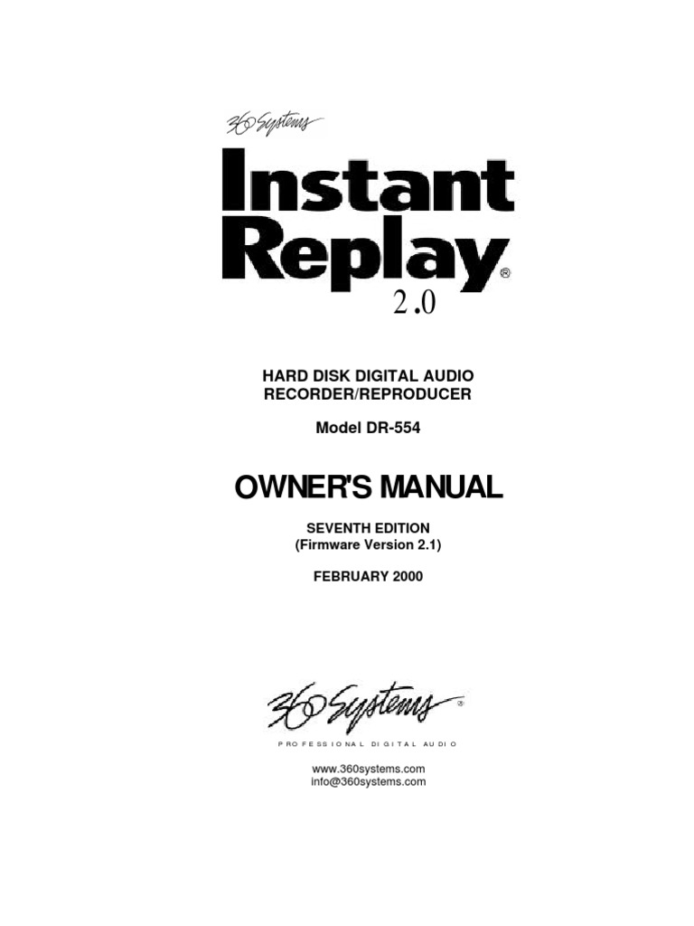 360 Systems Instant Replay DR552 | PDF | Tecnología de medios ...