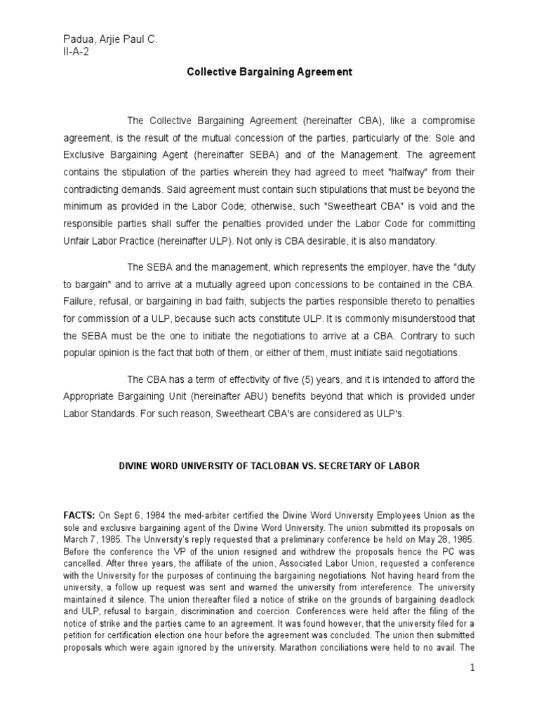 Collective Bargaining Agreement PDF Collective Bargaining Strike