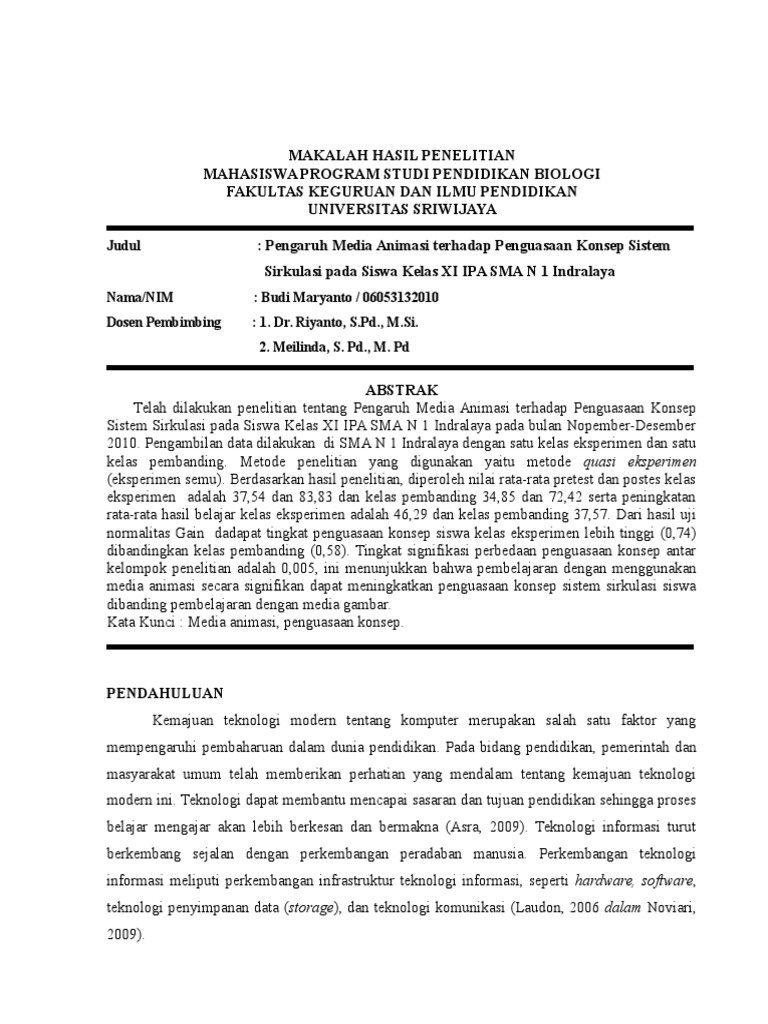 Contoh Makalah Hasil Penelitian