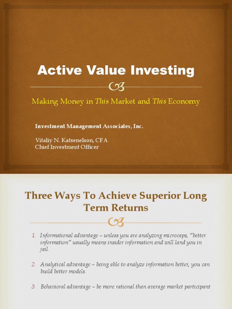 Active Value Investing Strategies | PDF | Valuation (Finance) | Investor