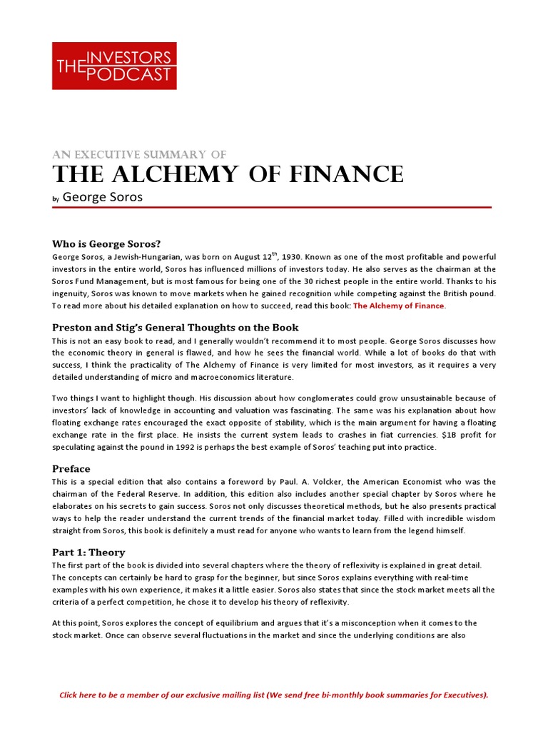 Executive Summary: The Alchemy of Finance | PDF | George Soros ...