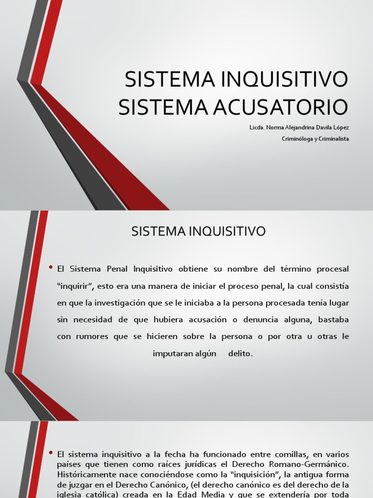 Sistema Inquisitivo y Sistema Acusatorio | PDF | Procedimiento Criminal |  Derecho penal