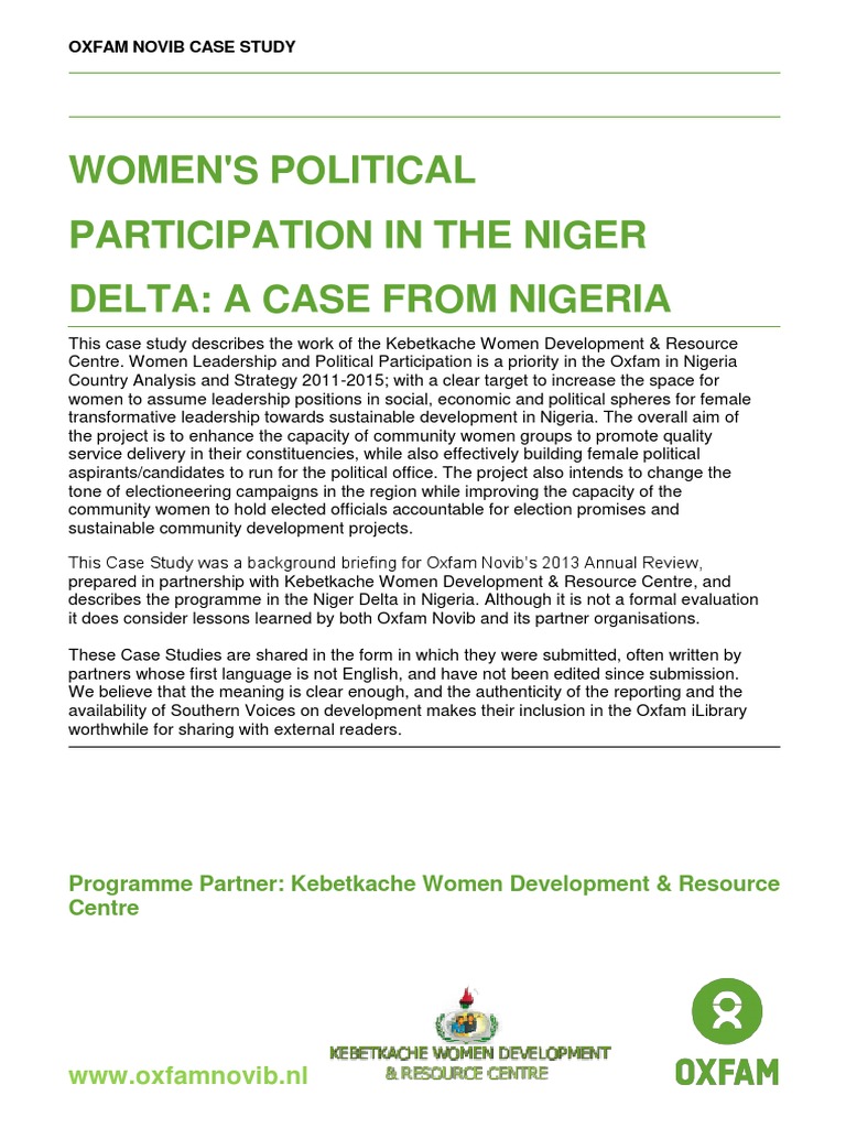 Women's Political Participation in Niger Delta | PDF | Capacity ...