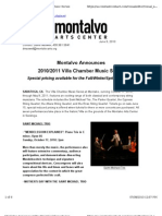 Montalvo Announces 2010-2011 Villa Chamber Music Series
