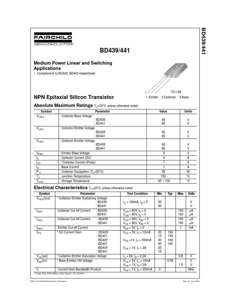 Manual BD439441.pdf Bipolar Junction Transistor Electronic Engineering