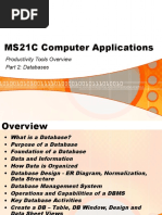 MS21C Computer Applications: Productivity Tools Overview Part 2: Databases