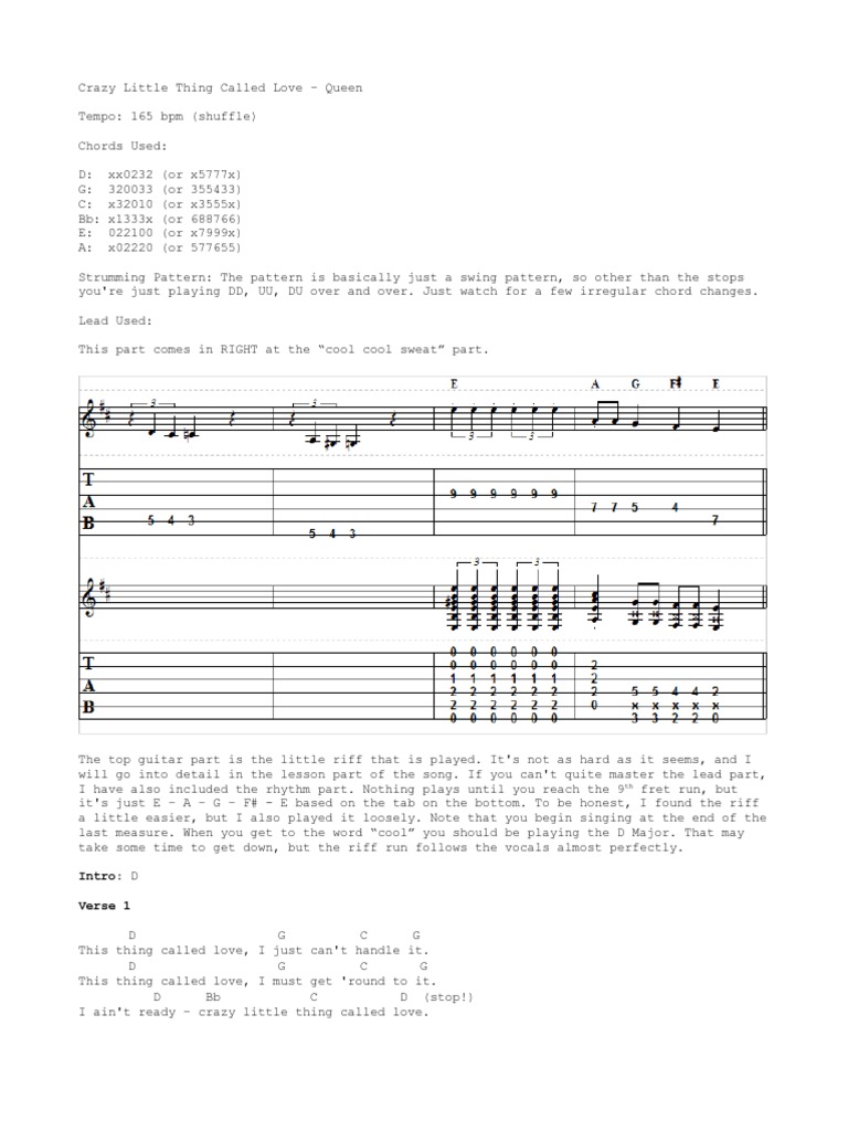Crazy Little Thing Called Love Song Structure Songs