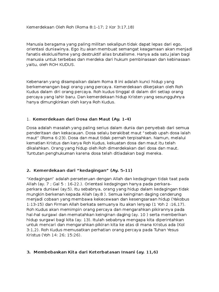 Kemerdekaan Oleh Roh | PDF | Agama & Spiritualitas