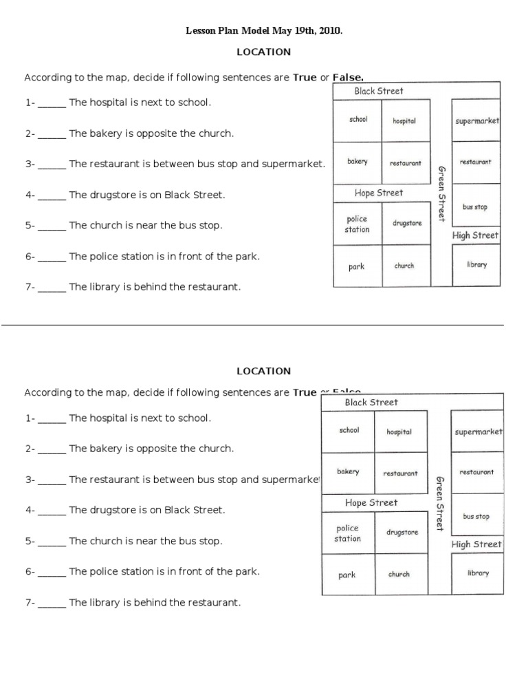 Location True or False Lesson Plan | PDF | Self-Improvement