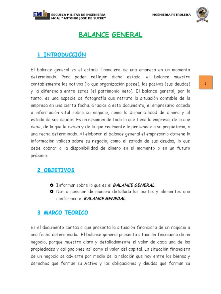 Balance General: Estructura y Función | PDF | Hoja de balance | Activo fijo