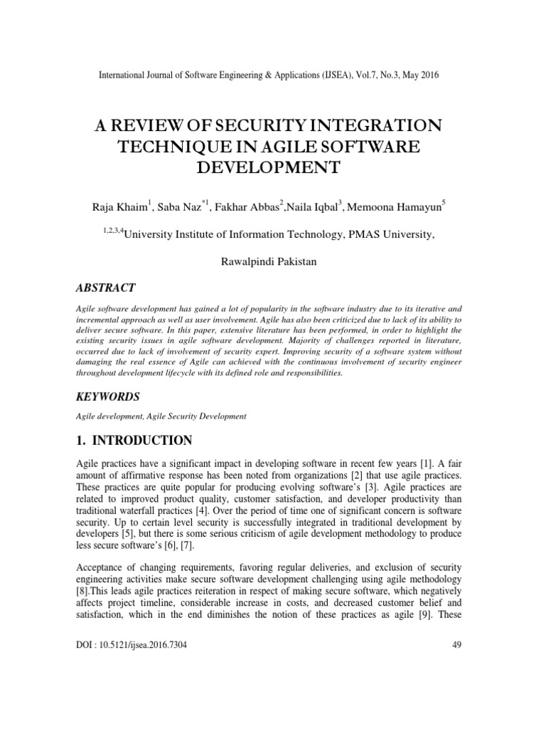 Security Integration in Agile Development | PDF | Agile Software ...