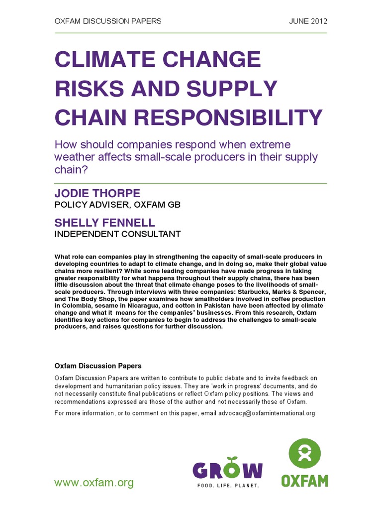 Climate Change Risks and Supply Chain Responsibility | PDF | Fair Trade ...