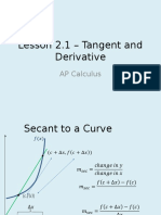 Lesson 2.1 - Tangent and Derivative: AP Calculus