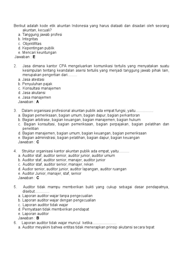 Kumpulan Soal Auditing