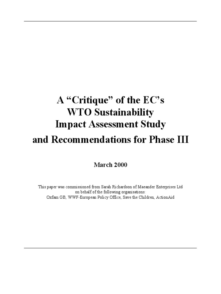 A Critique of The EC's WTO Sustainability Impact Assessment Study and ...