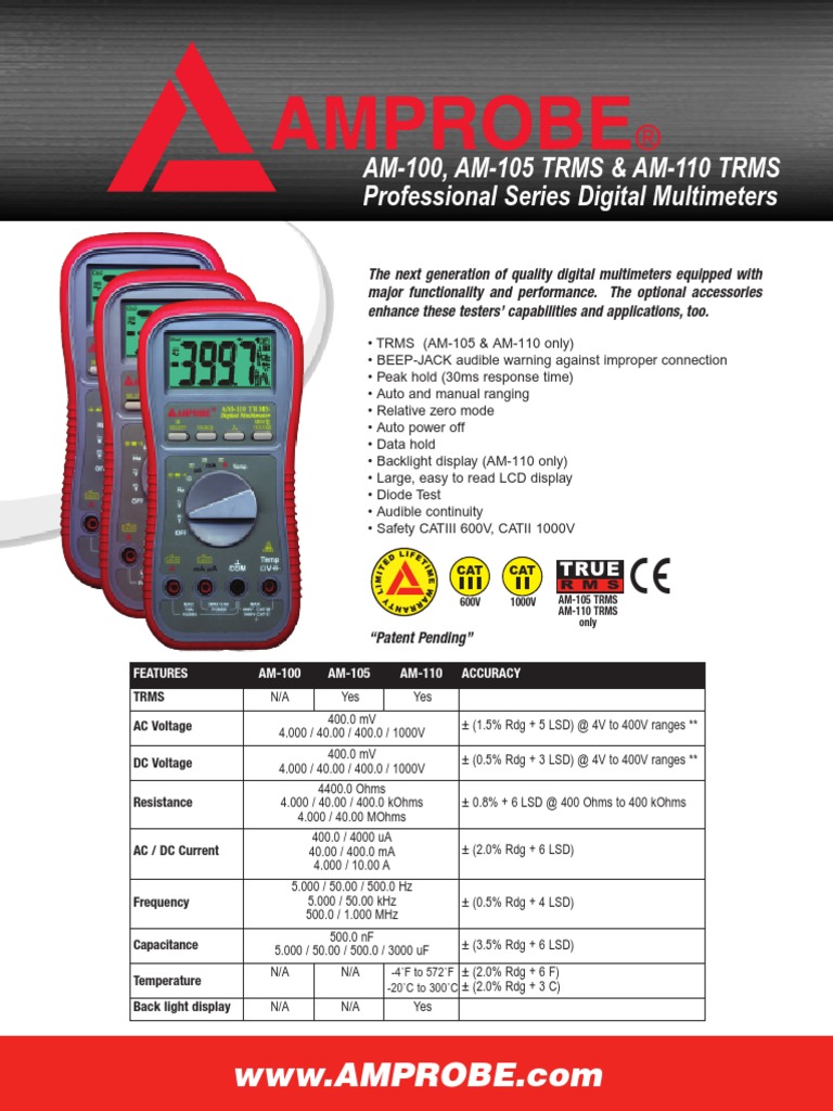 AM-105 & AM-110 TRMS Multimeters | PDF | Electrical Engineering ...