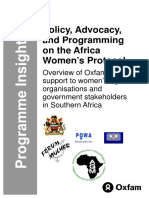 Policy, Advocacy, and Programming On The Africa Women's Protocol