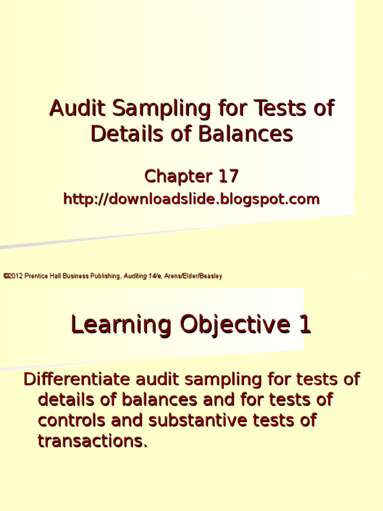 Audit Sampling For Tests of Details of Balances | PDF | Mean | Sampling ...